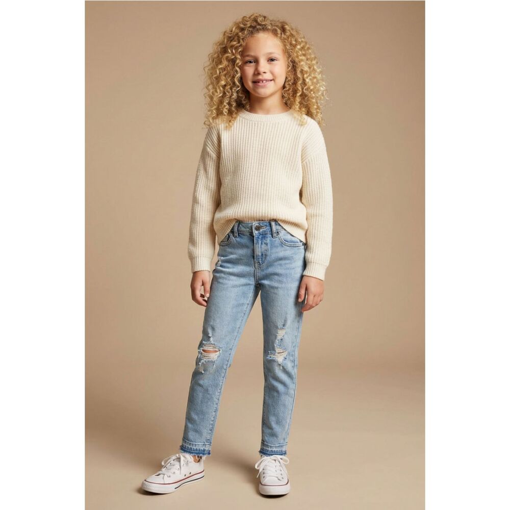 Lite Blue Distressed Denim Jeans Pants Leggings by Cat & Jack Girls 8 - Picture 2 of 7